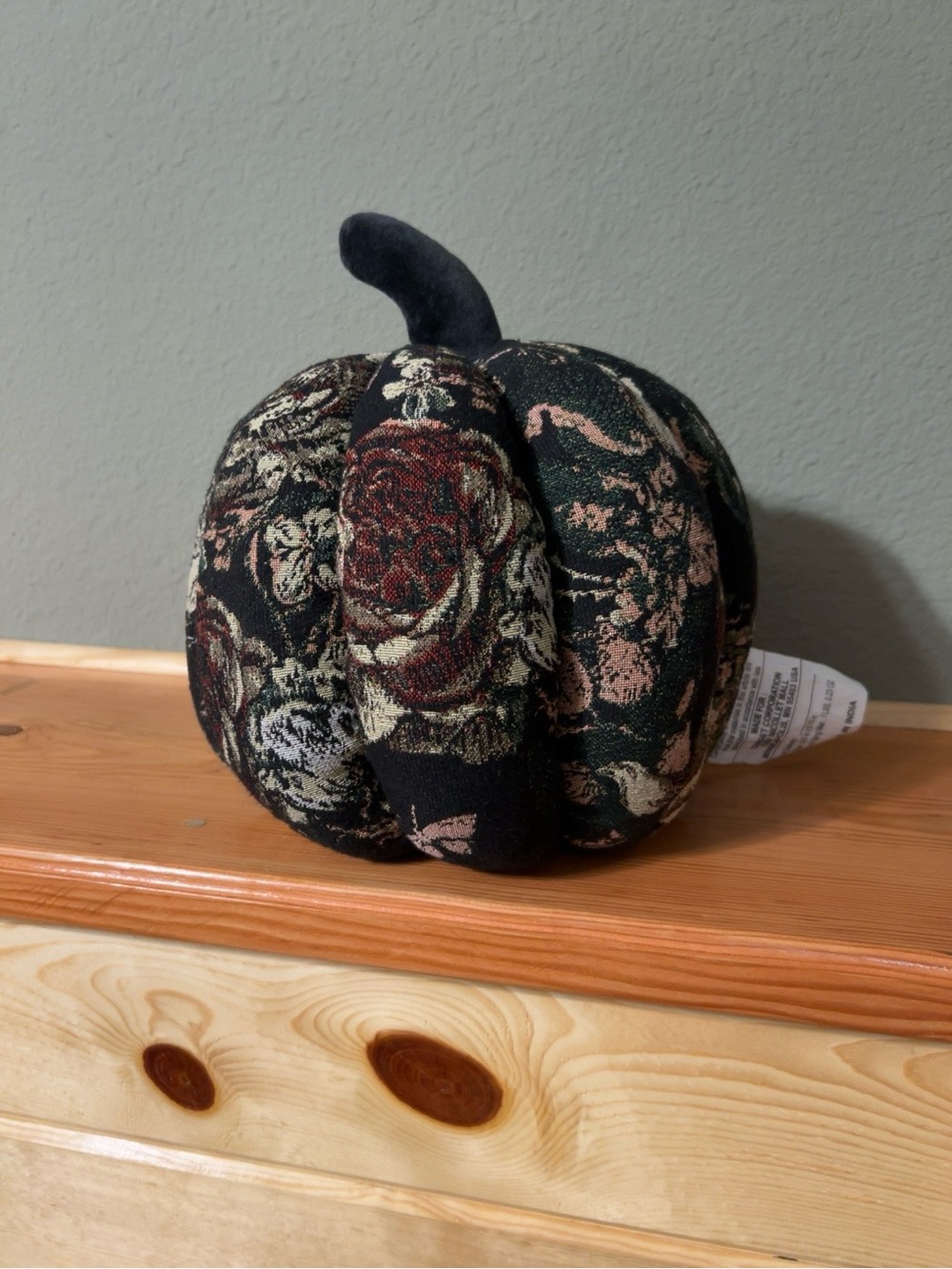 Threshold Fabric Pumpkin Velvet Floral Accent - Black & Burgundy